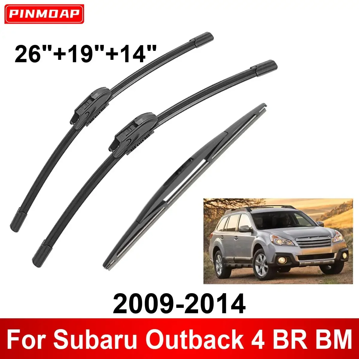 3PCS Car Wiper For Subaru Outback 4 BR BM 2009-2014 Front Rear Wiper Blades Brushes Auto Accessories 2009 2010 2011