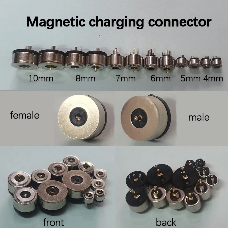 

1pc Circular Magnetic Suction Charger 4/5/6/7/8/10mm Single Contact Mini Magnetic Charging Connector Male Female Pogo Pin Socket