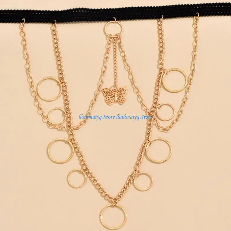 573B سلسلة ساق فاسق مع سلسلة فخذ فراشة مجوفة لتزيين الحفلات لتنورة الفتاة