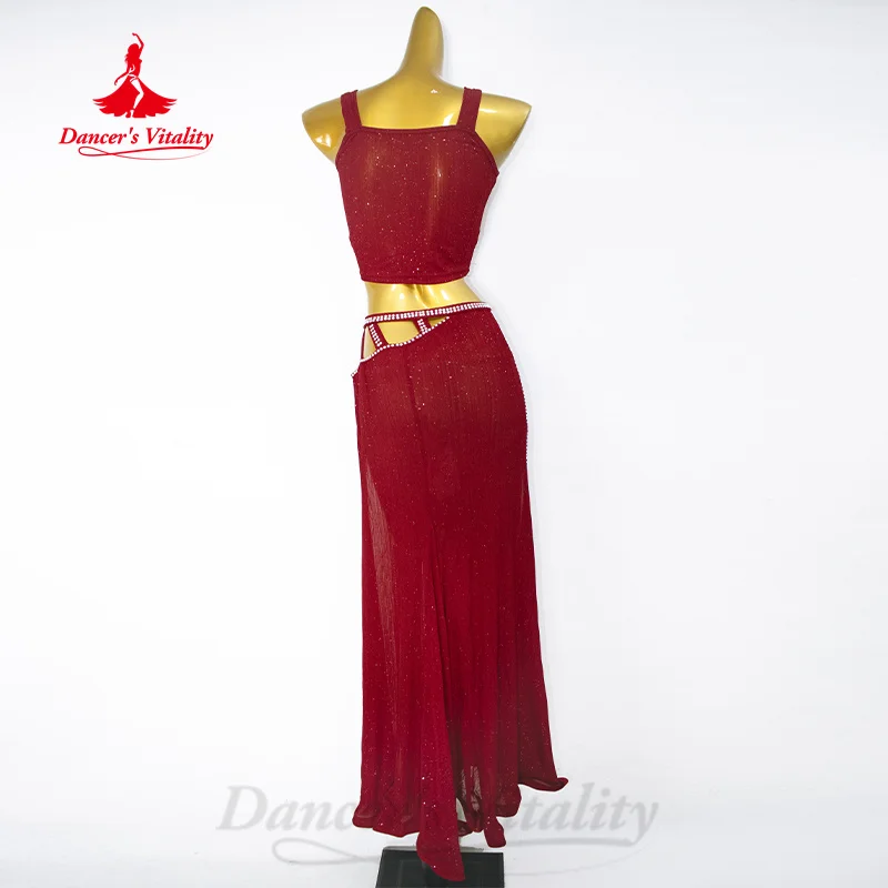 Frauen Bauchtanz Tanz Anzug Praxis Kleidung Neue Sexy Hohl Split Langen Rock + Top Bauchtanz Set Anzug