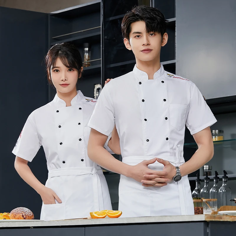 Uniforme de trabajo de cocina Unisex para hombres y mujeres, chaqueta de Chef para adultos, disfraz de cocina para Hotel, restaurante, cantina, tienda de pasteles, cafetería