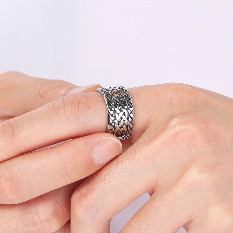 KALEN Stainless Steel Vintage Celtic Knot Band Ring for Men Punk Biker Finger Rings Women‘s Hip Hop Party Jewelry Gifts