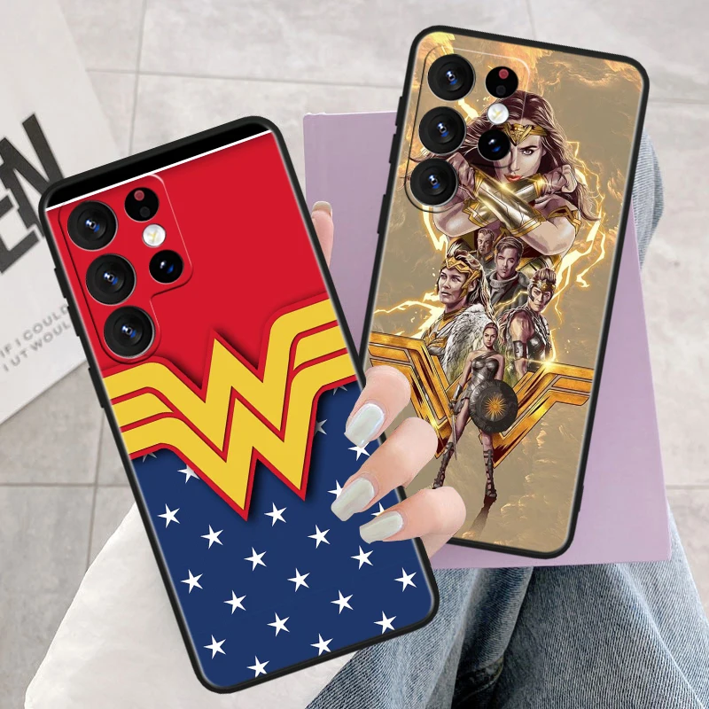 Wonder Woman Cute For Samsung Galaxy S23 S22 S21 S20 FE S10 S10e S9 S8 Ultra Plus Lite Black Soft Phone Case