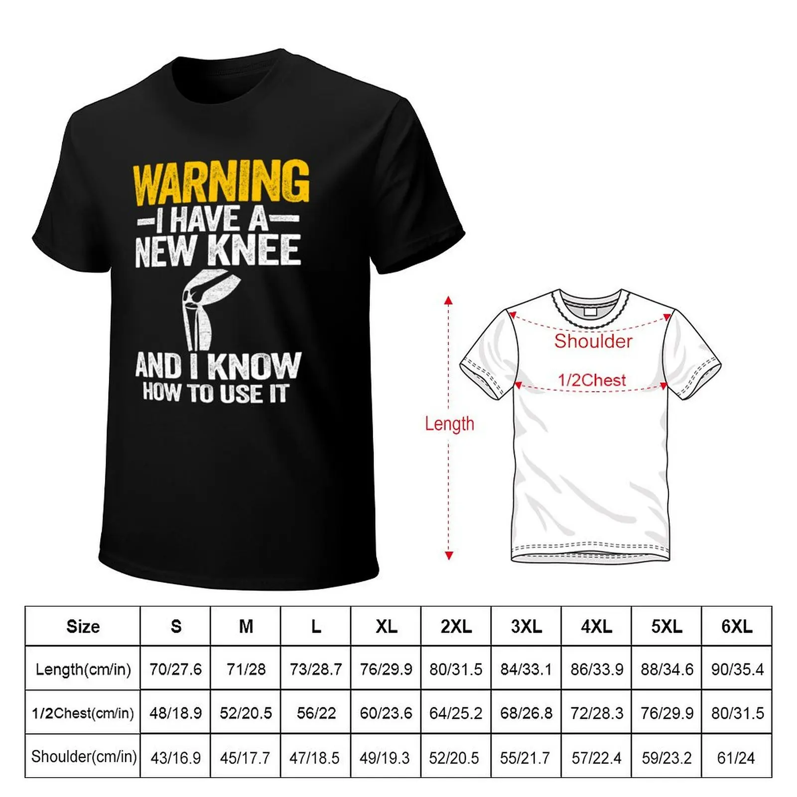 Warning I Have A New Knee Knee Replacement Surgery Recovery T-Shirt Tough Fabric Work Tee