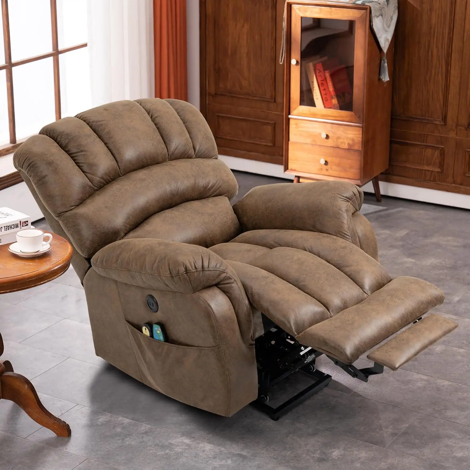 Tall Man Large Power Lift Recliner Chair with Extended Footrest for Elderly, Overstuffed Wide Electric Lift Chair with, Custom