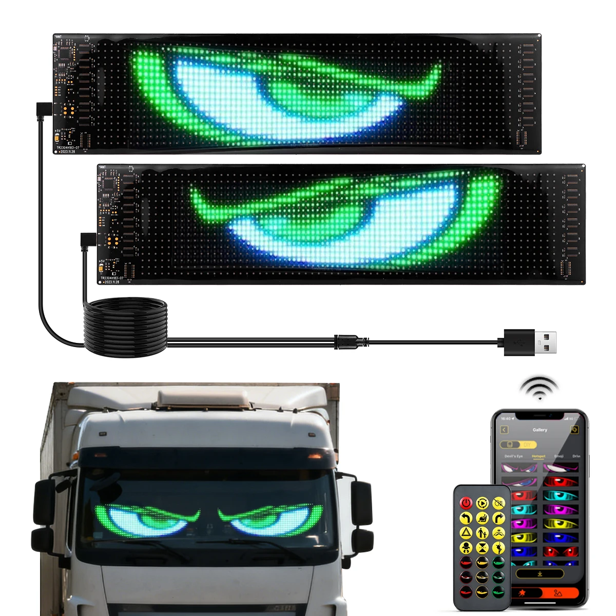 

2 шт. USB пиксельный светодиодный экран Smart APP Control Waterpoof Рекламный знак DIY Узор Анимационный текст для автомобиля Turck Decor