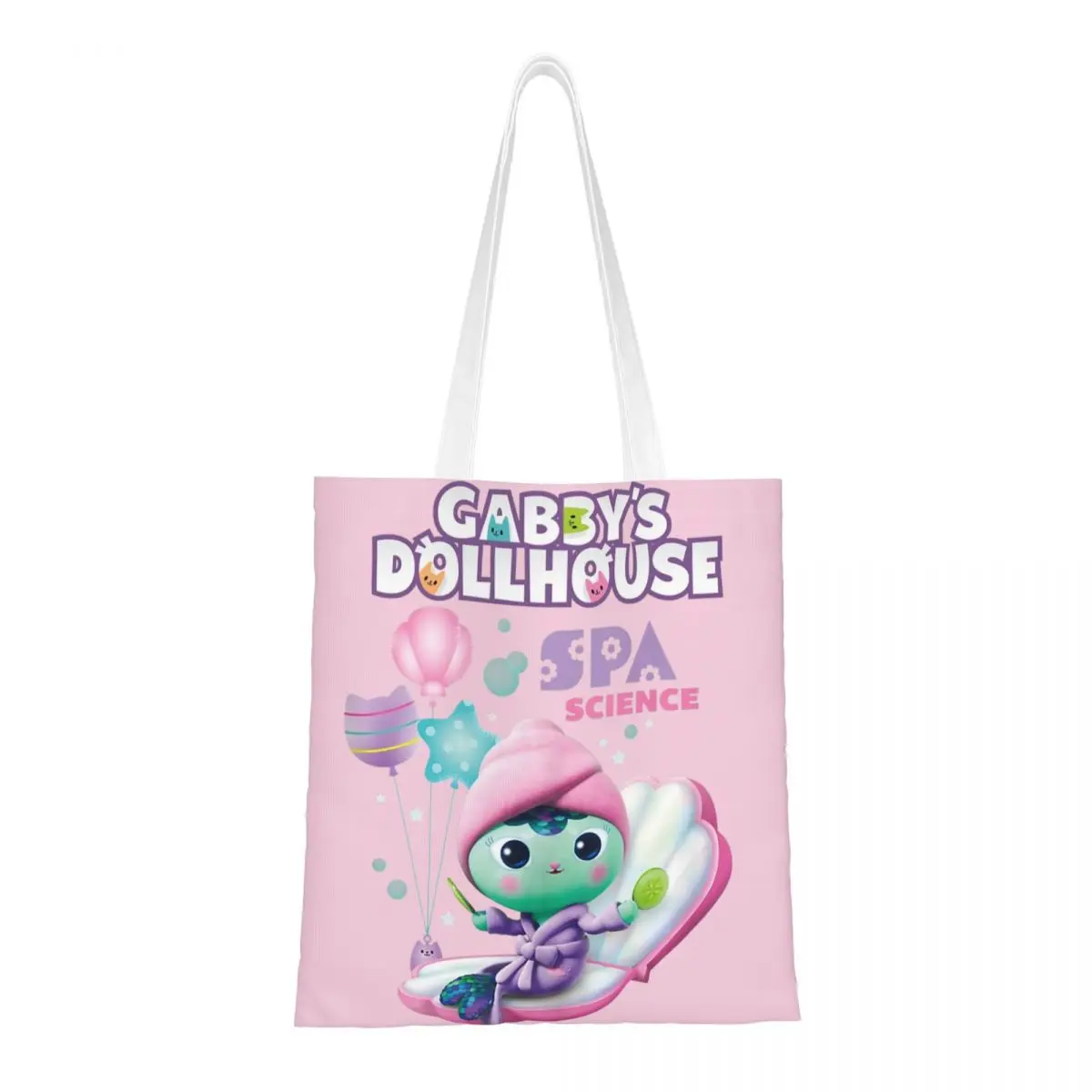 Kids Love Gabby's Dollhouse MerCat Spa Science Canvas Tote Bag Reusable Unique Design Casual Bags for Women Men