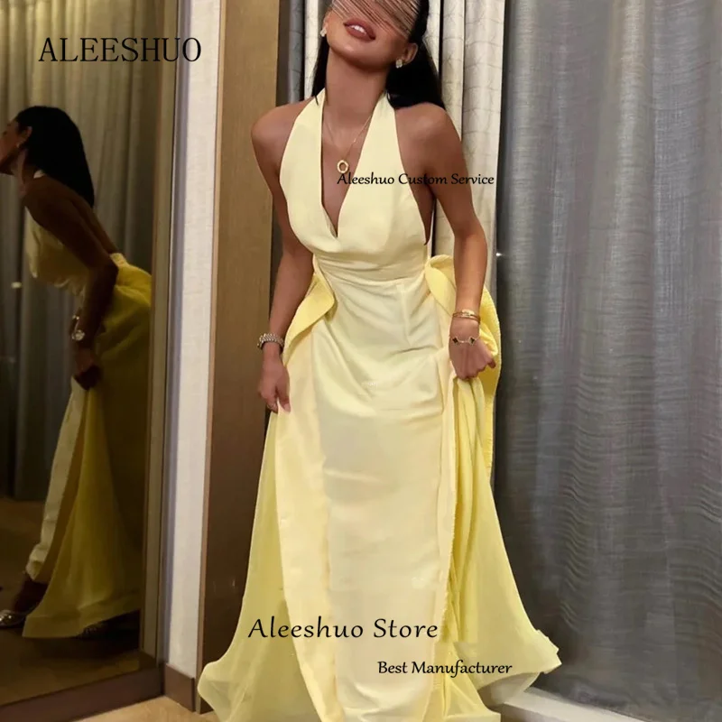 Aleeshuo Elegant Orange Tulle Sleeveless Prom Grwon A-Line Pleat Vestidos Pleated Sexy Strapless Prom Dress Floor-Length 2024