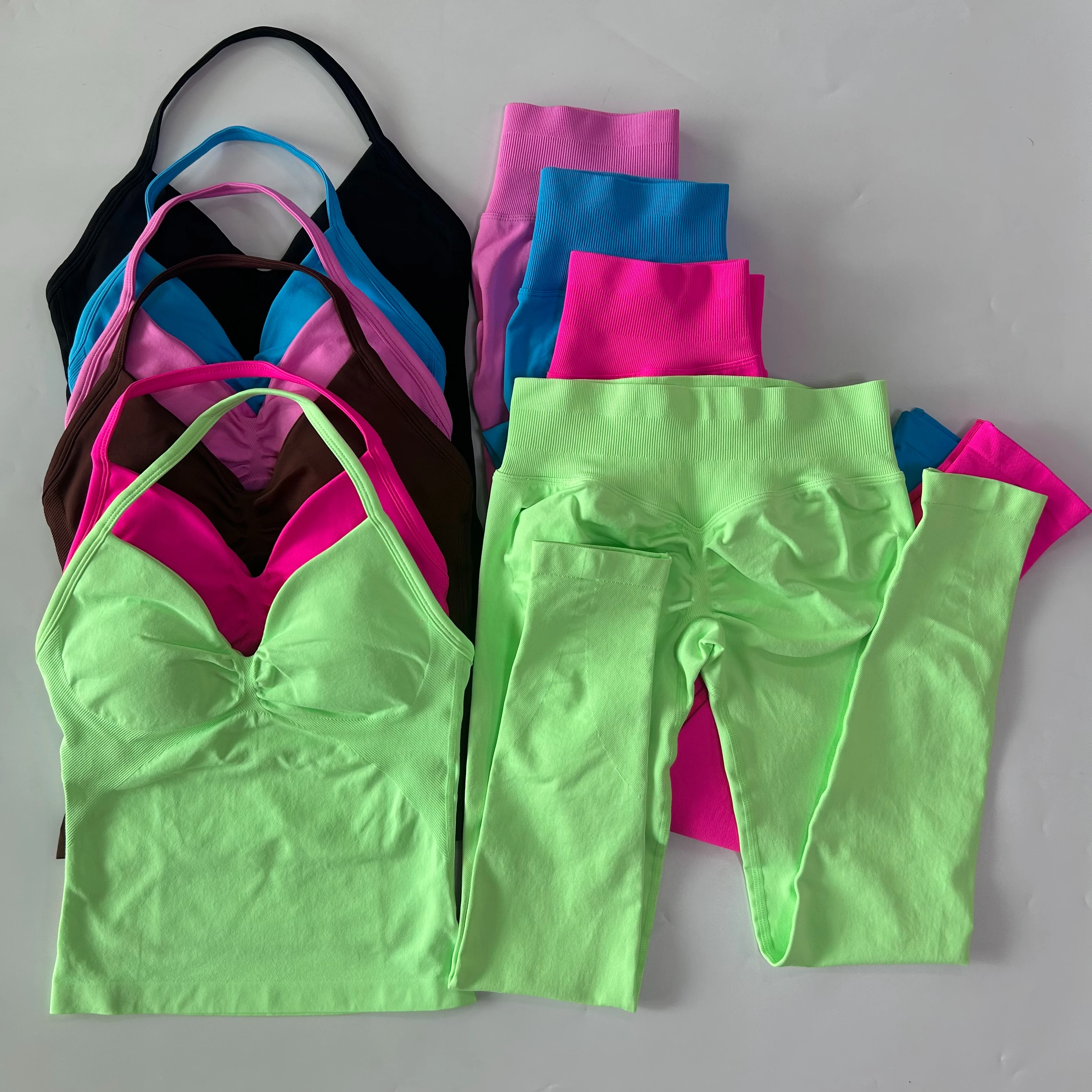 Pericic 2-teiliges Sportset für Damen, Rückenfreies Tanktop, Yoga-Oberteil, Hochgeschnittene Nahtlose Gym-Leggings, Yoga-Sets, Sportbekleidung, Workout-Set – Detail 13