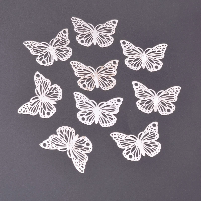 10pcs  Yellow Gold Color Butterfly Charms Connector Brass Butterflies Pendant Jewelry DIY Handmade