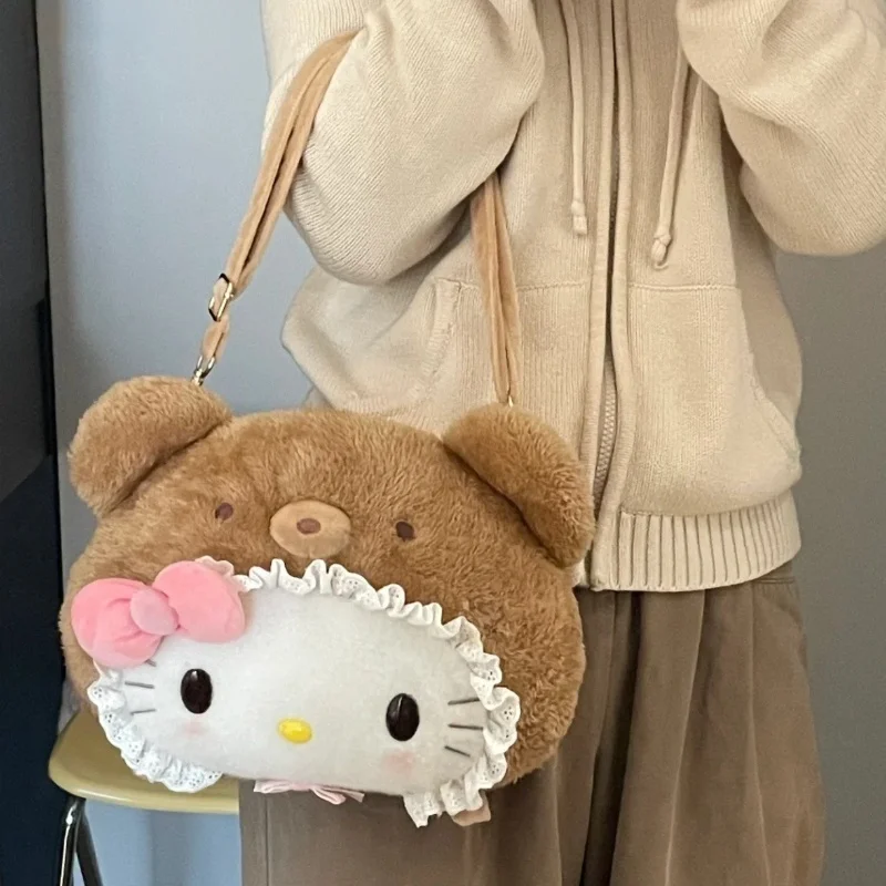 

Cute Hello Kitty Messenger Bag Sanrio Y2K Kawaii KT Backpack Cartoon Women Soft Handbags Portable Fashion Shoulder Bags Gift