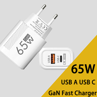 GaN USB Charger Type C Fast Charging 65W Quick Travel Adapter Wall Charger For iPhone 16 Xiaomi Samsung Huawei 1m Type C Cable