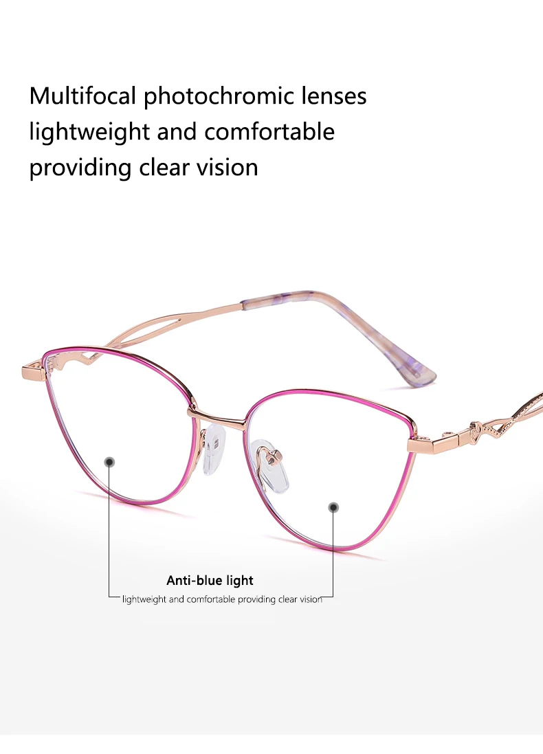 Modische Anti-Blaulicht-Lesebrille für Damen aus Metall mit hochauflösender Anzeige der jugendlichen Lesebrille 9792 – Detail 4
