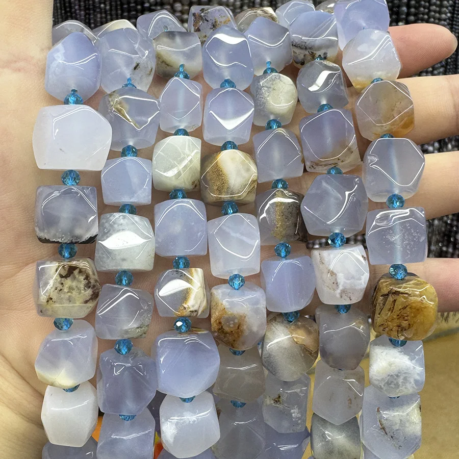 Natural Purple Agate Crystal Sugar Cube Handmade Lrregula Faceted Loose Spacer For Jewelry Making DIY Necklace Bracelet 15''