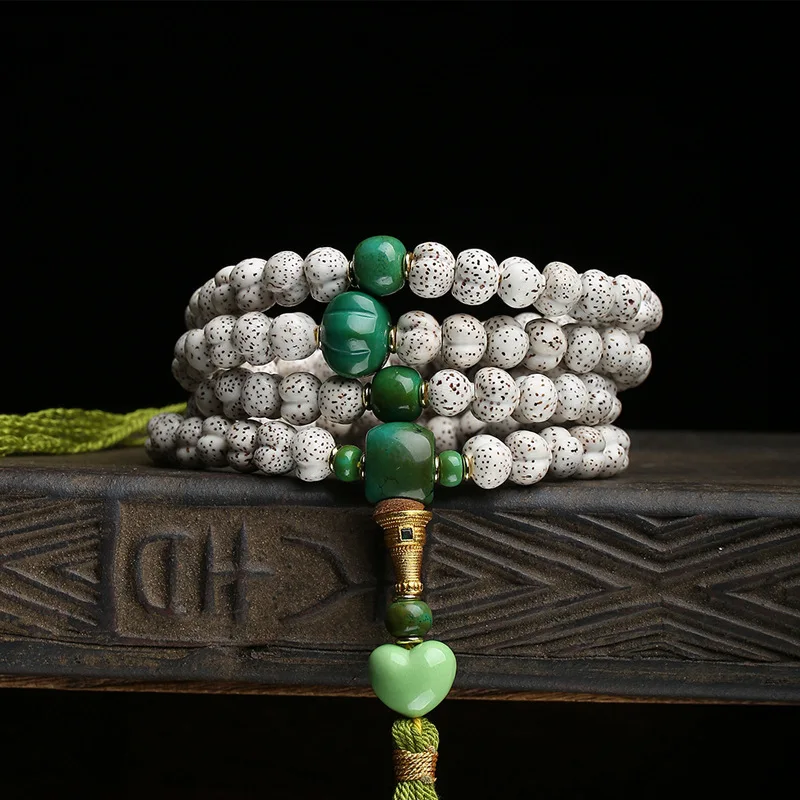 Natural star moon Bodhi seed carved peach 108 Buddha beads prayer beads magnesite three-way melon beads reflux bone accessories