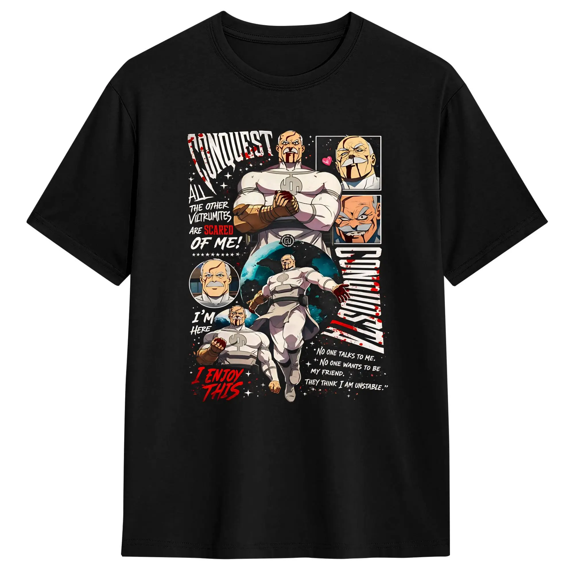 Harajuku T Shirt Conquest invincible comic T-Shirts  Leisure Tshirt for Man Summer Aesthetic Casual Short Sleeve Top Tees