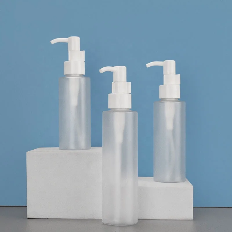 Empty 100/120/150ml Shampoo Conditioner Lotion Flat Shoulder Frosted Plastic Pump Bottle Dispenser Travel Toiletries Bottles