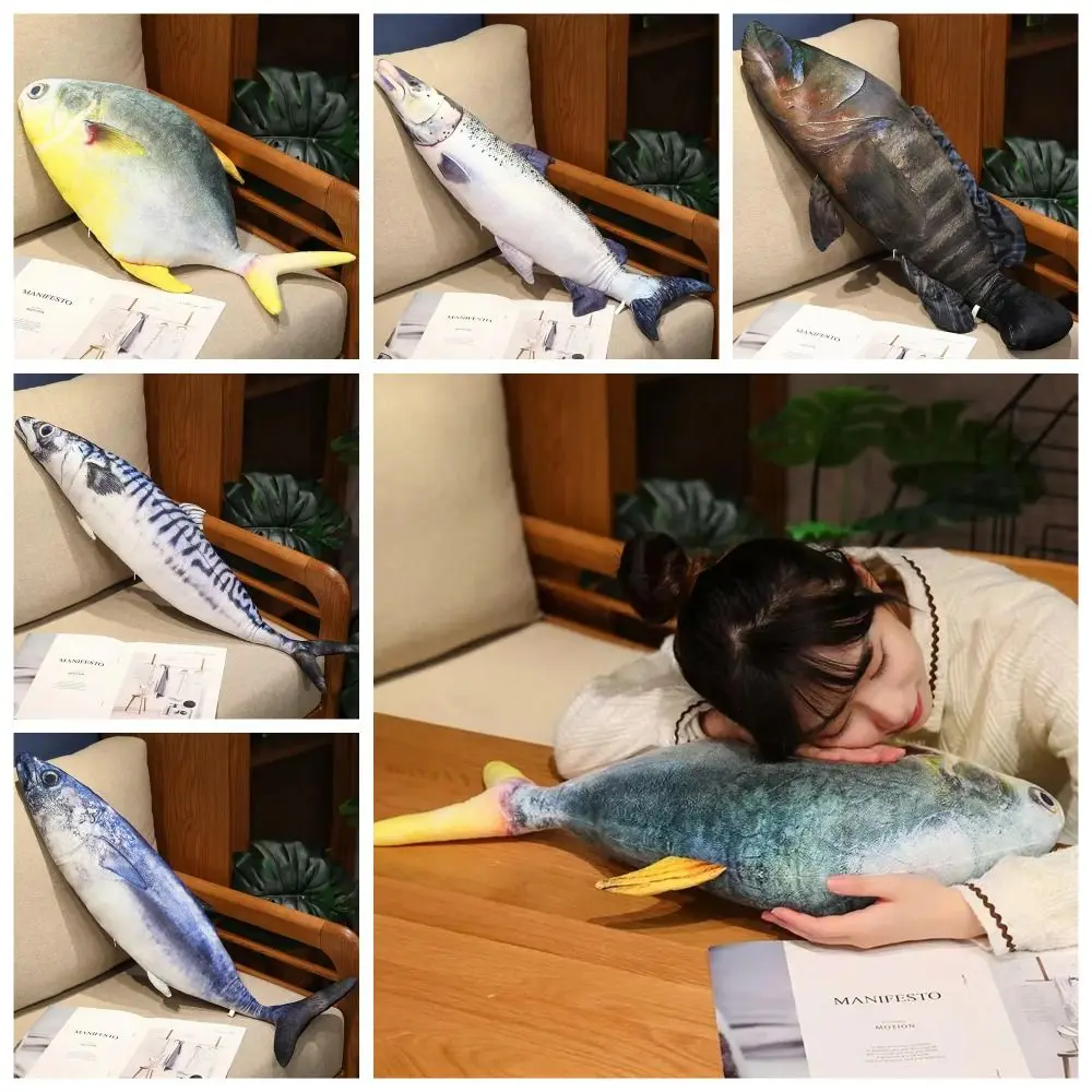 PP Cotton Simulation Sea Fish Plush Toys Stuffed Soft Sea Fish Stuffed Doll Bream Salmon Fish Sleeping Pillow Dolls Bedroom