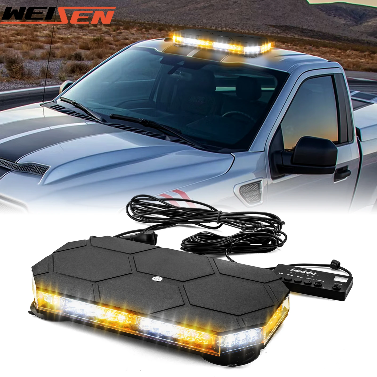 

16" 42LED Roof Top Emergency LED Strobe Light Bar/Mounting Double Side-Amber for Off-Road Trucks, SUVs, Tow Trucks,Pickup