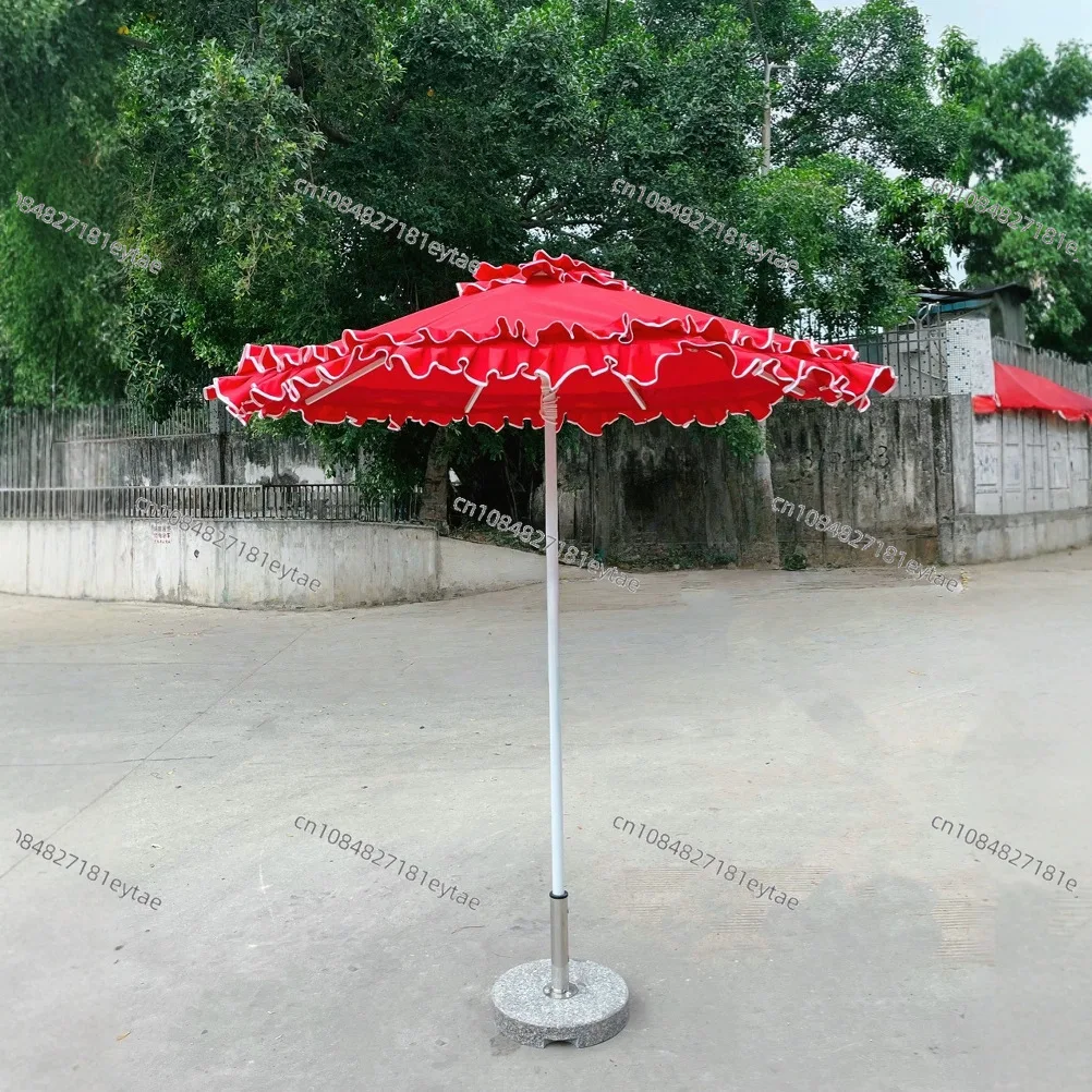 Outdoor Parasol Design Creative Lace Central Post Umbrella Aluminum Alloy 8 Bone Umbrella Frame Courtyard Pool Terrace