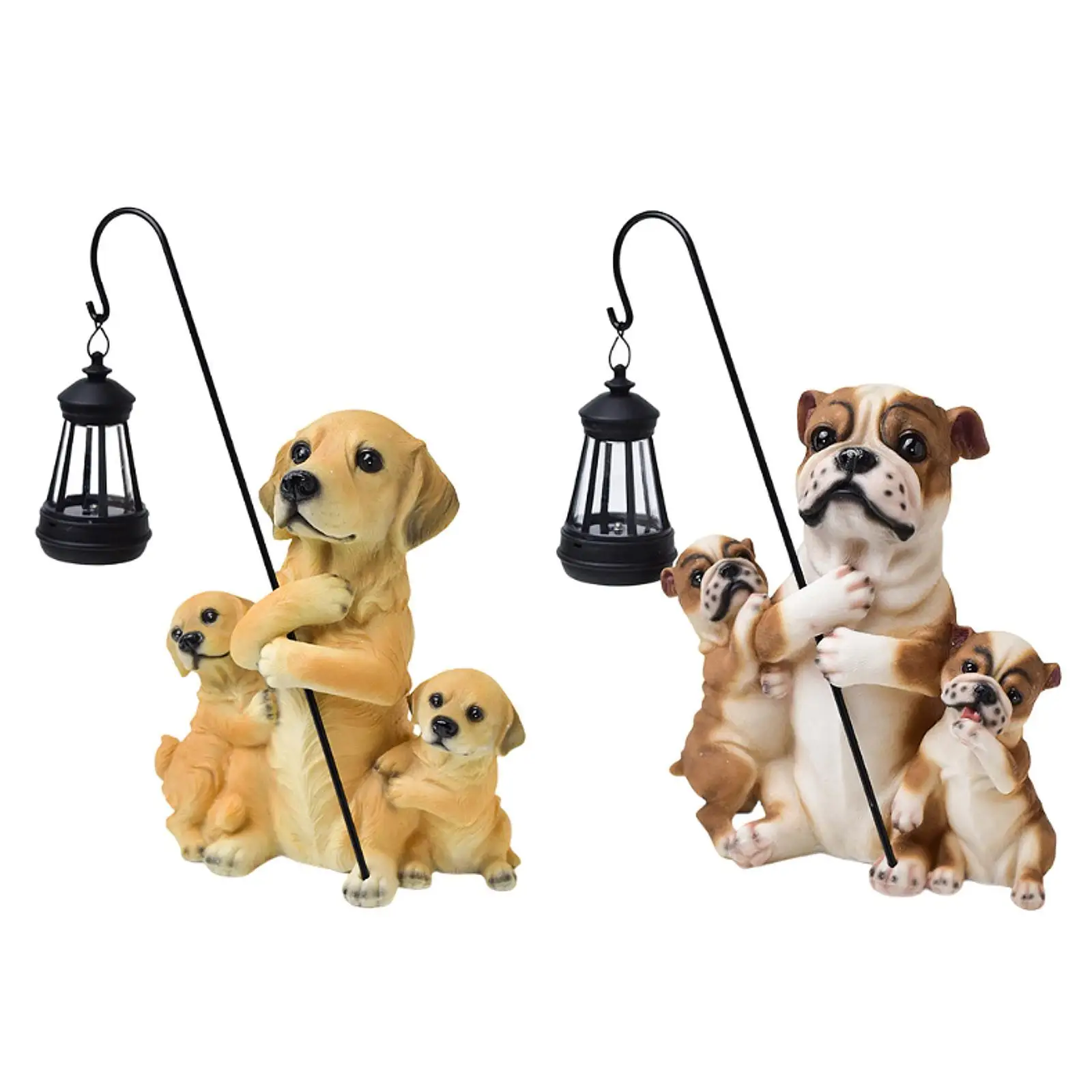 Dog Figurine Lantern Housewarming Art Decor Porch Garden Solar Statue Light