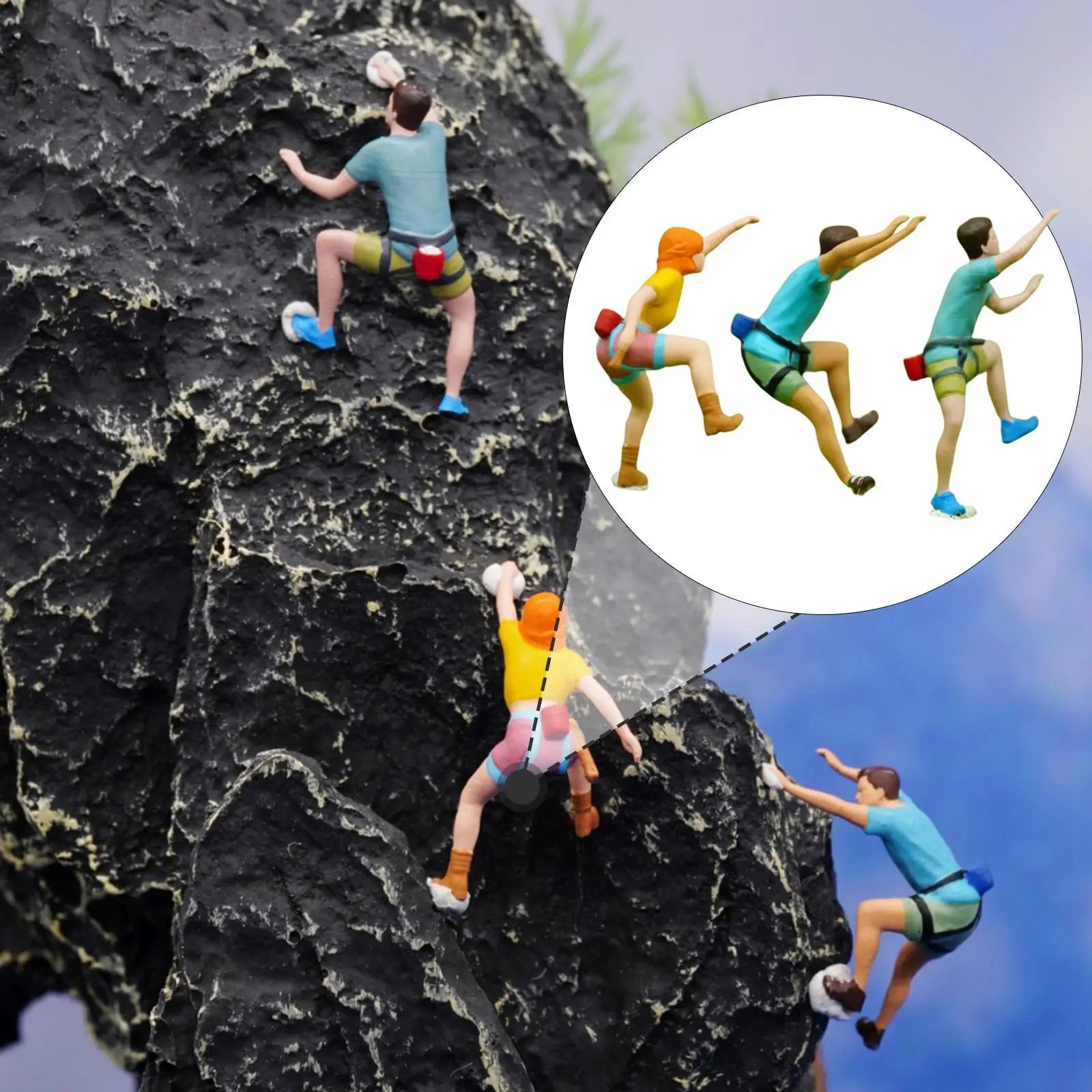 

3 шт. 1/64 масштабные миниатюрные фигурки скалолазание крошечные маленькие миниатюрные фигурки людей для макета реквизит аксессуары для кукольного домика