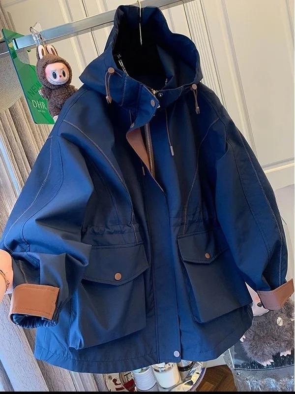 

Корейское модное пальто средней длины с капюшоном, женское осенне-зимнее свободное утягивающее повседневное пальто, модная верхняя одежда