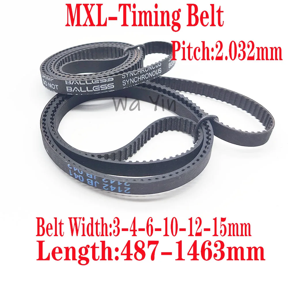 MXL Synchronous Belt Material Rubber Synchronous Belt Pitch 2.032mm Perimeter B487MXL-B1463MXL Width 3-4-6-10-12-15mm