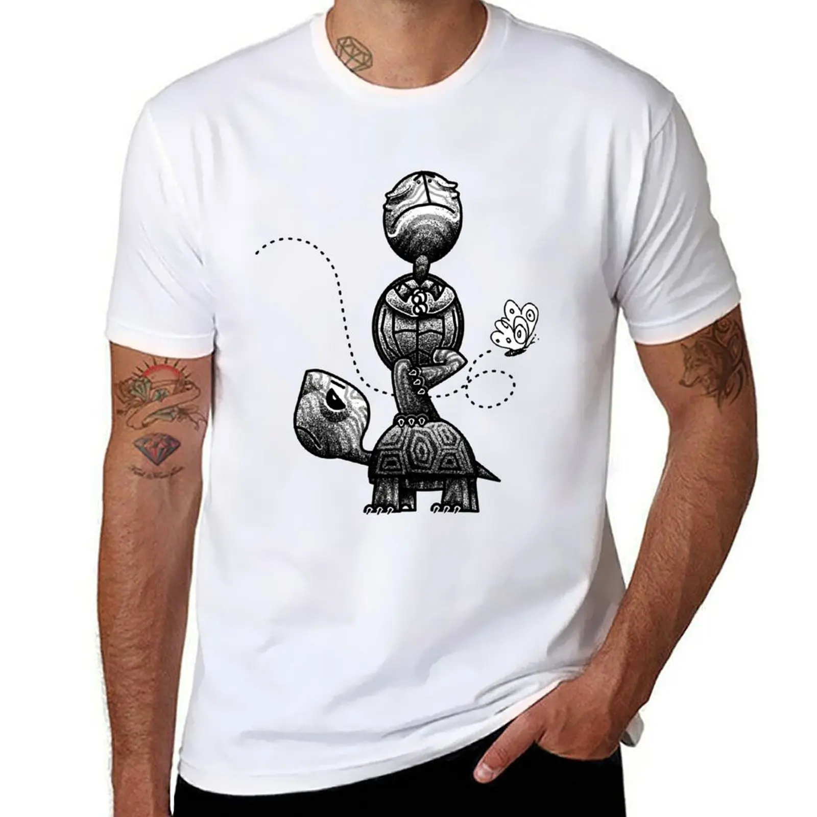 

man t t - T-Shirt White Tranquility graphic and soft Tattoo for Design shirts cotton for Black man shirts