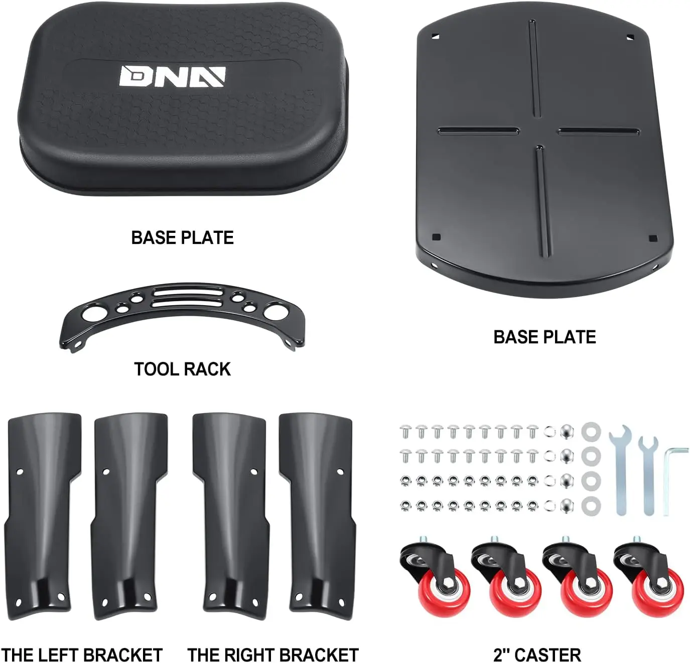 TOOLS-00252 取り外し可能なローリングガレージスツール（シートクッションとツールトレイプレート付き）、最大耐荷重300ポンド
