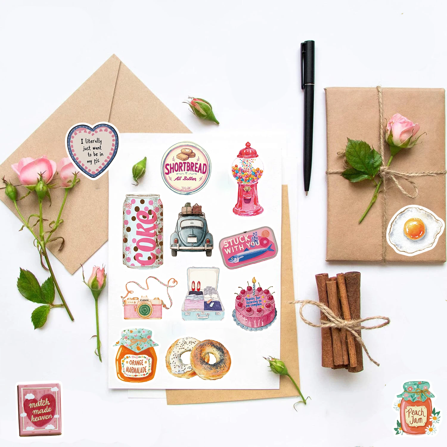 50 Stück Harajuku Ästhetische Aufkleber Nostalgie Scrapbooking Laptop Gepäck Telefon Kaffee Streetwear Fahrrad Schulbedarf Sticker