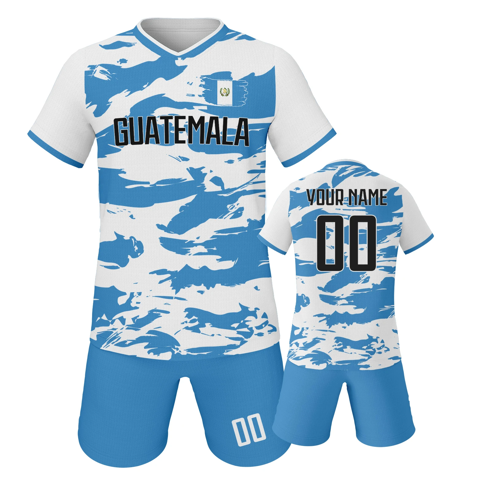 

Custom Guatemalan Soccer Jersey with Printed Name Number, Guatemala Jersey Shorts Set for Kids Boys Girls, Fans Soccer Uniform