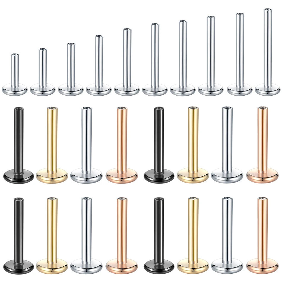 10pcs/lot Stainless Steel 16G Internally Threaded Flat Disc Lip Labret Post Piercings Earring Helix Replacement Accessory