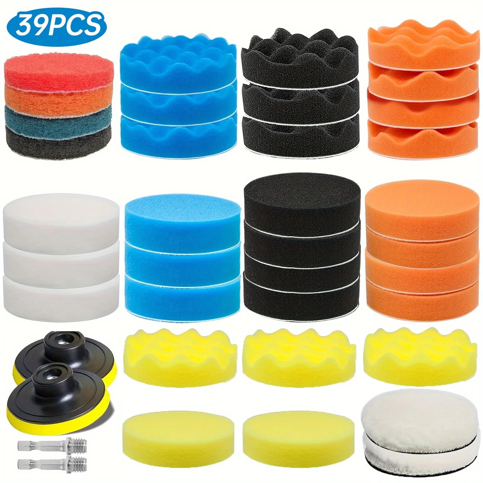 

39 pieces of multi-color foam polishing pads - classified sponge kit for car details, headlight recovery and polishing - suitabl
