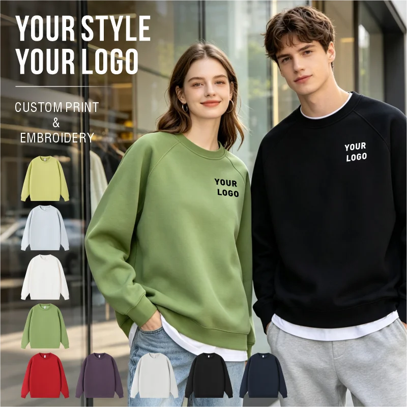 Custom Logos Print Embroidery Diy Text New Thin Spring Fall Crewneck Pullover Sweatshirt Unisex High Quality Casual Mens Womens