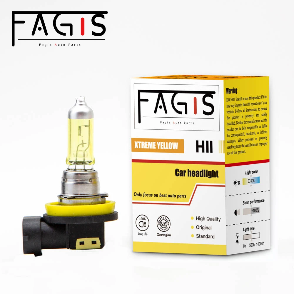 

Fagis 1 Pcs H8 12V 35W Yellow Lights 2800K Car Headlight Auto Fog Lamps Halogen Bulbs