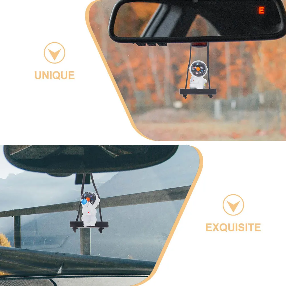 

2Pcs Car Interior Hanging Pendant Astronaut Shape Resin Material Cute Car Decoration for Rearview Mirror Home Office Use