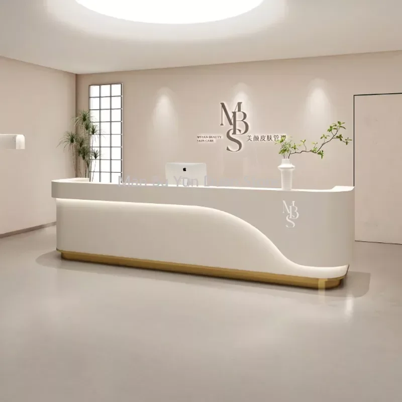 

Minimalist Modern Beauty Salon Counter Company Reception Desk Hair Salon Cashier Customization Bancone Bar Creative Furniture