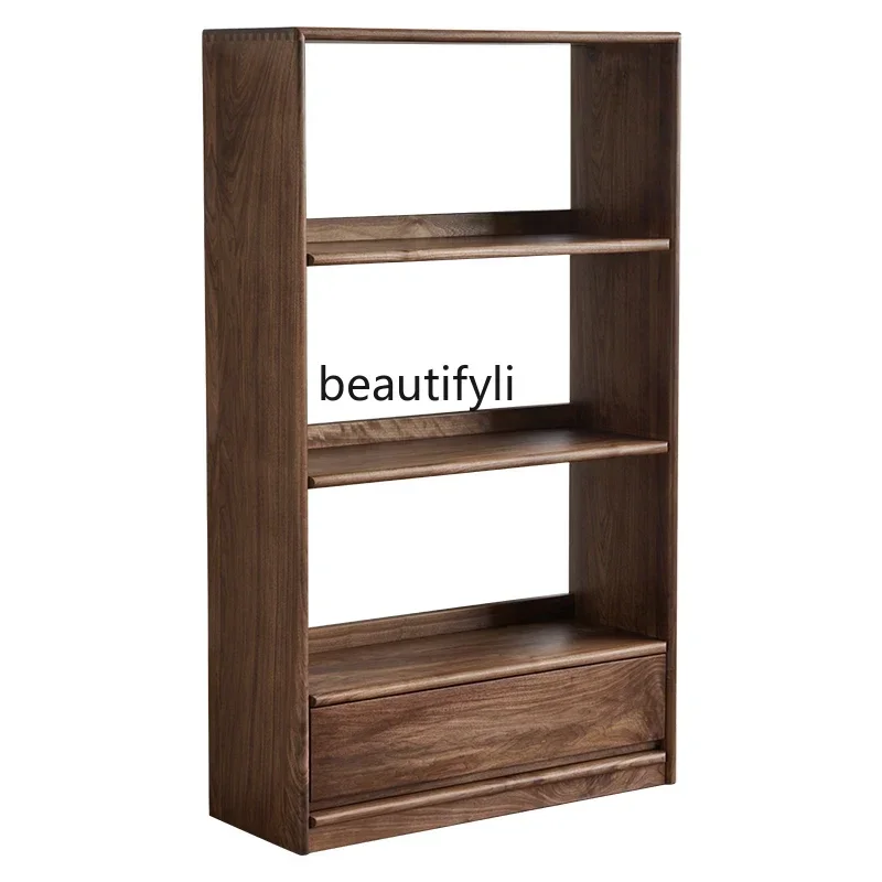 

North American black walnut solid wood bookshelf all solid wood shelf study furniture Modern simple floor-to-ceiling bookcase