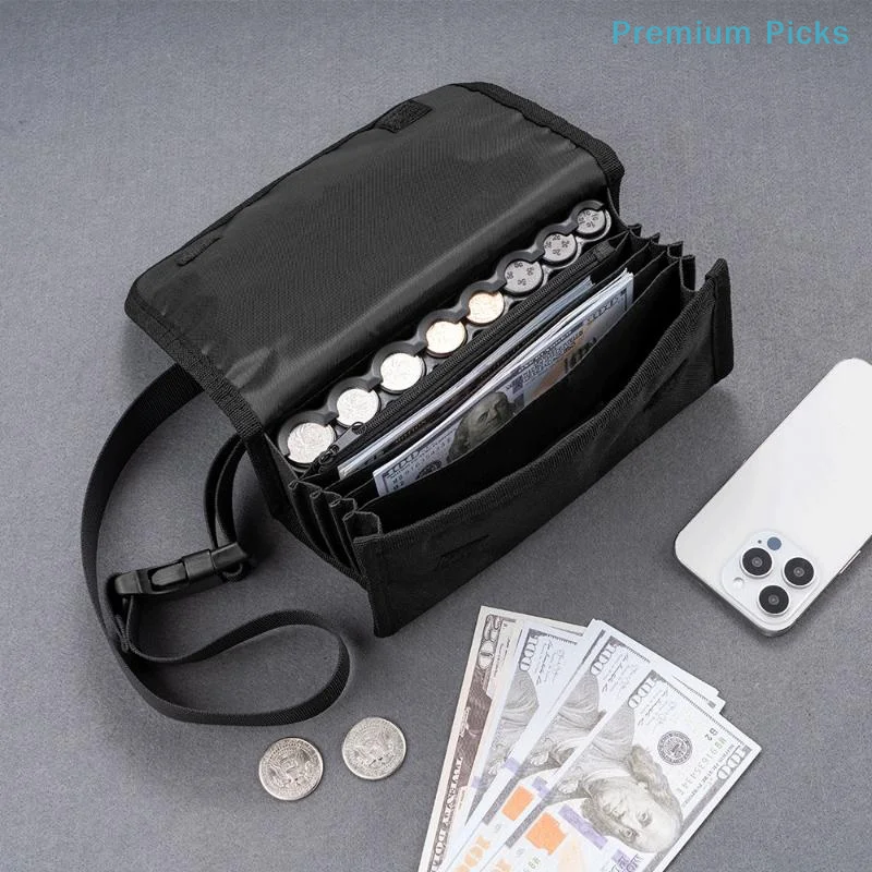 Multi Pocket Waist Bag Euro Coin Holder Portable Coin Storage Money Box Wallet Purse For Waiter Driver Cash Money Phone Safe