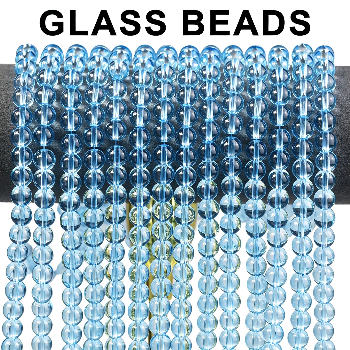 50-150Pcs 8mm Sky Blue Transparent High Quality Glass Loose Beads for Jewelry Making Bracelet Necklace Keychain DIY Accessories