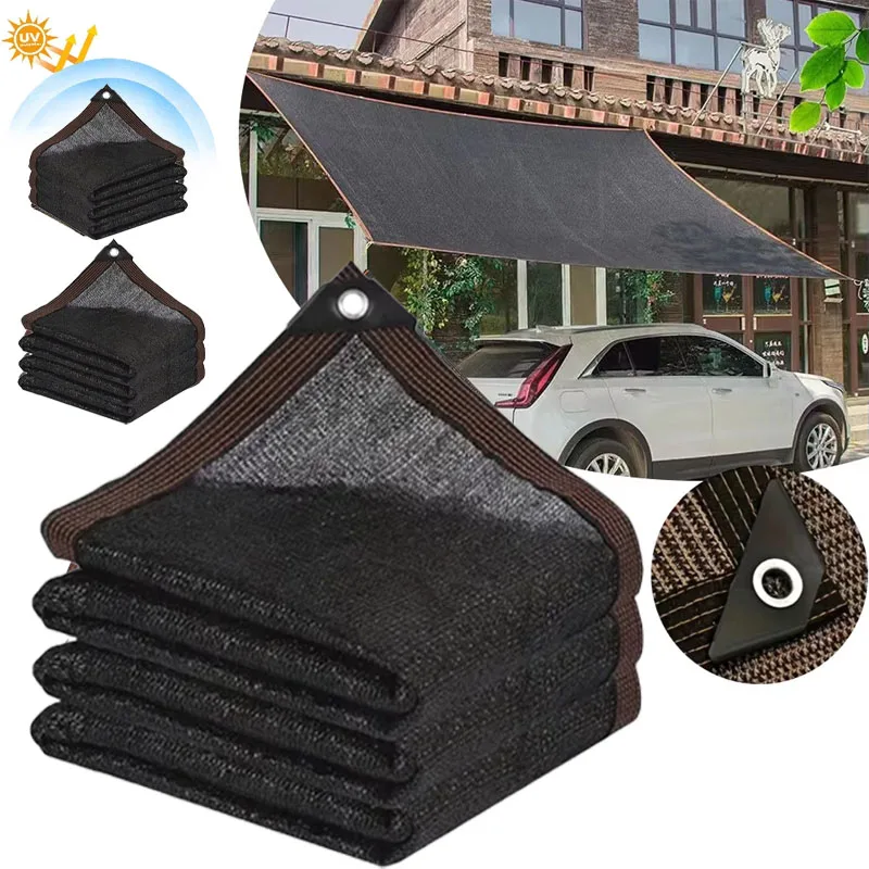 Parasol para pérgola de 2x2m, 2x4m, tela negra para protección solar, bordes de cubierta de red con ojales, invernadero de plantas, toldo para jardín y Patio