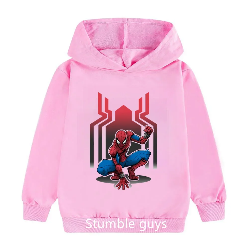 

2024 Marvel Spider-Man Cartoon Pattern Hoodie for Boys and Girls Hooded Loose Hoodie Long Sleeve Casual Children's Top