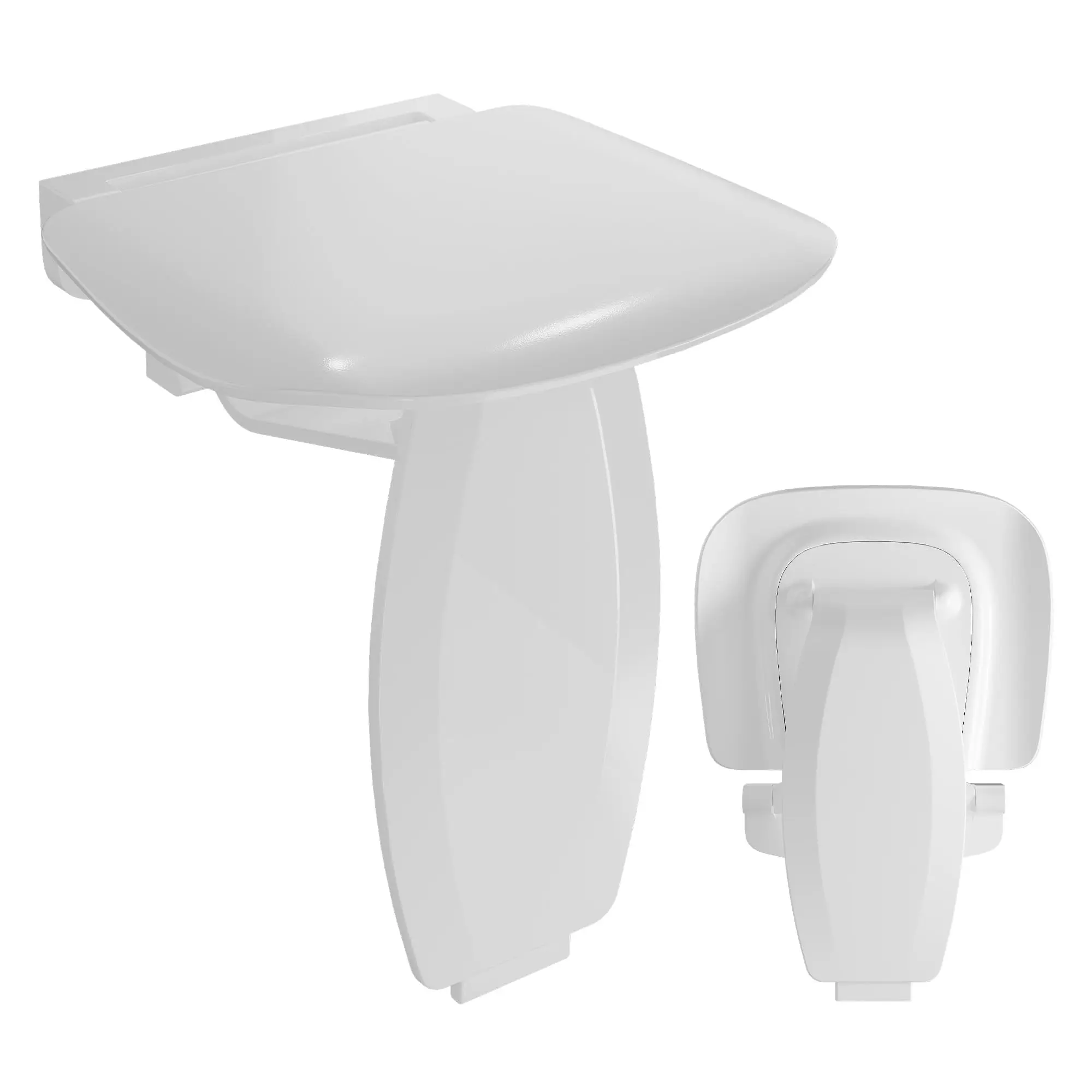 

Wall Mounted Folding Shower Seat With Floor Support Leg Waterproof Plastic Bath Stool For Adults