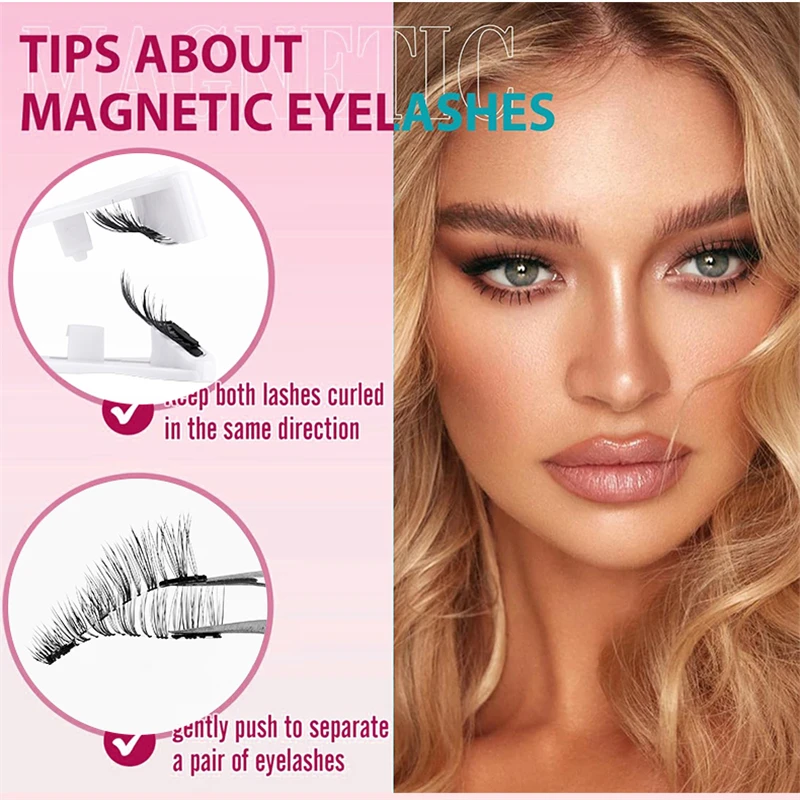 Soft and slender natual 2 magnet Point look long-lasting Portable strong eyelash extention with V-clip set