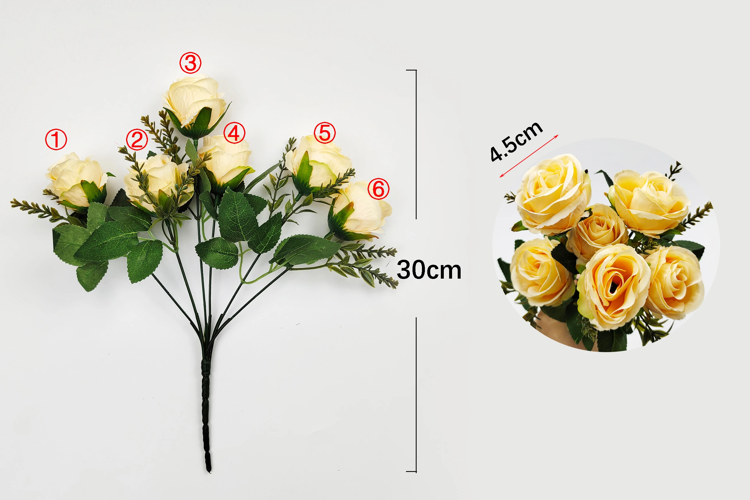 Rosafarbene künstliche Blumensträuße für Hochzeiten, 30 cm große Rosen-Pfingstrosen-Kunstblumen, Hochzeitsdekoration, Junggesellenabschied, Jubiläumsfeier – Detail 1