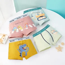 Calzoncillos bóxer de algodón puro para niños, bragas acogedoras, pantalones cortos grandes para niños, ropa interior para niños, 4 piezas