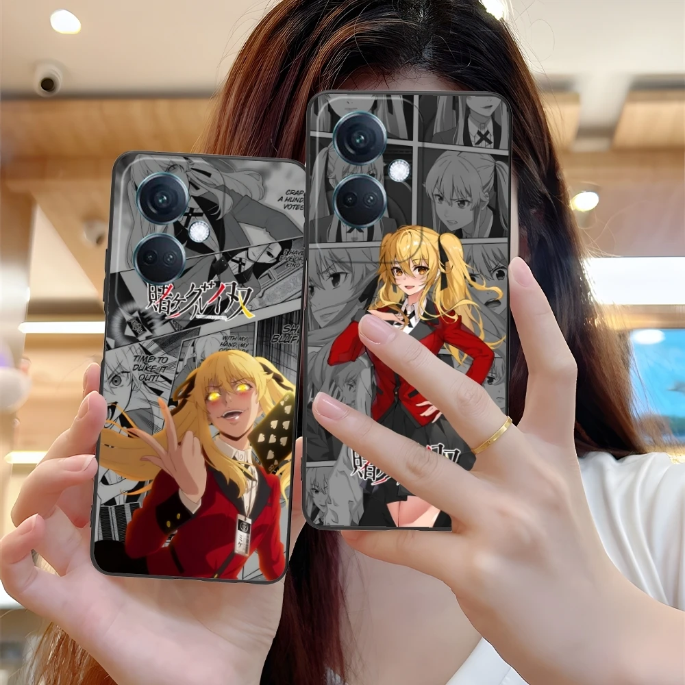 Kakegurui Mary Anime Mobile Cell Phone Case for OPPO Find X5 X3 X2 A93 Reno 8 7 Pro A74 A72 A53 Black Soft Phone Cover Shell