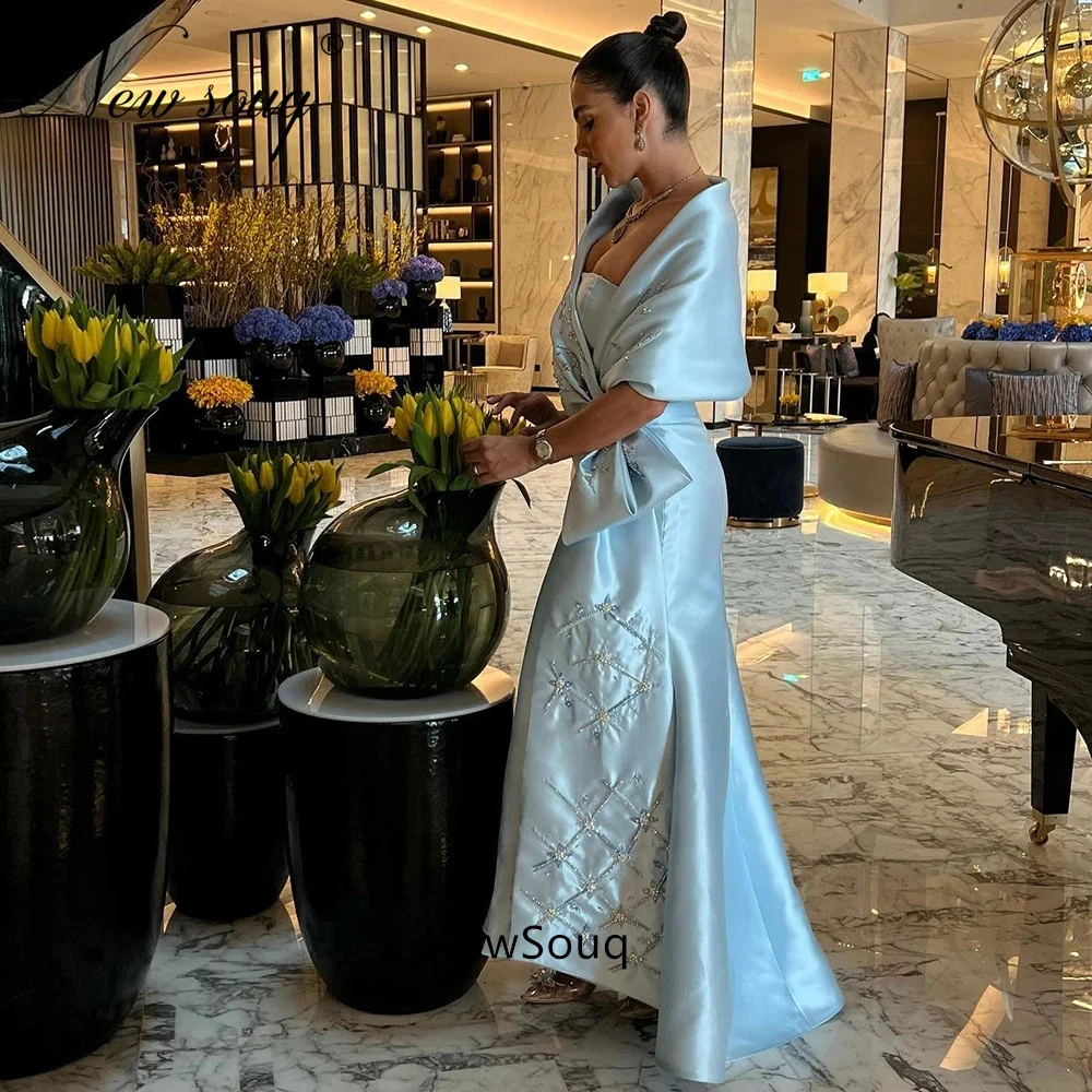 Luxury Dubai Celebrity Dress Custom Mermaid Arabic Evening Dresses with Cape Shawl Beads Elegant Women Wedding Guest Party Gowns