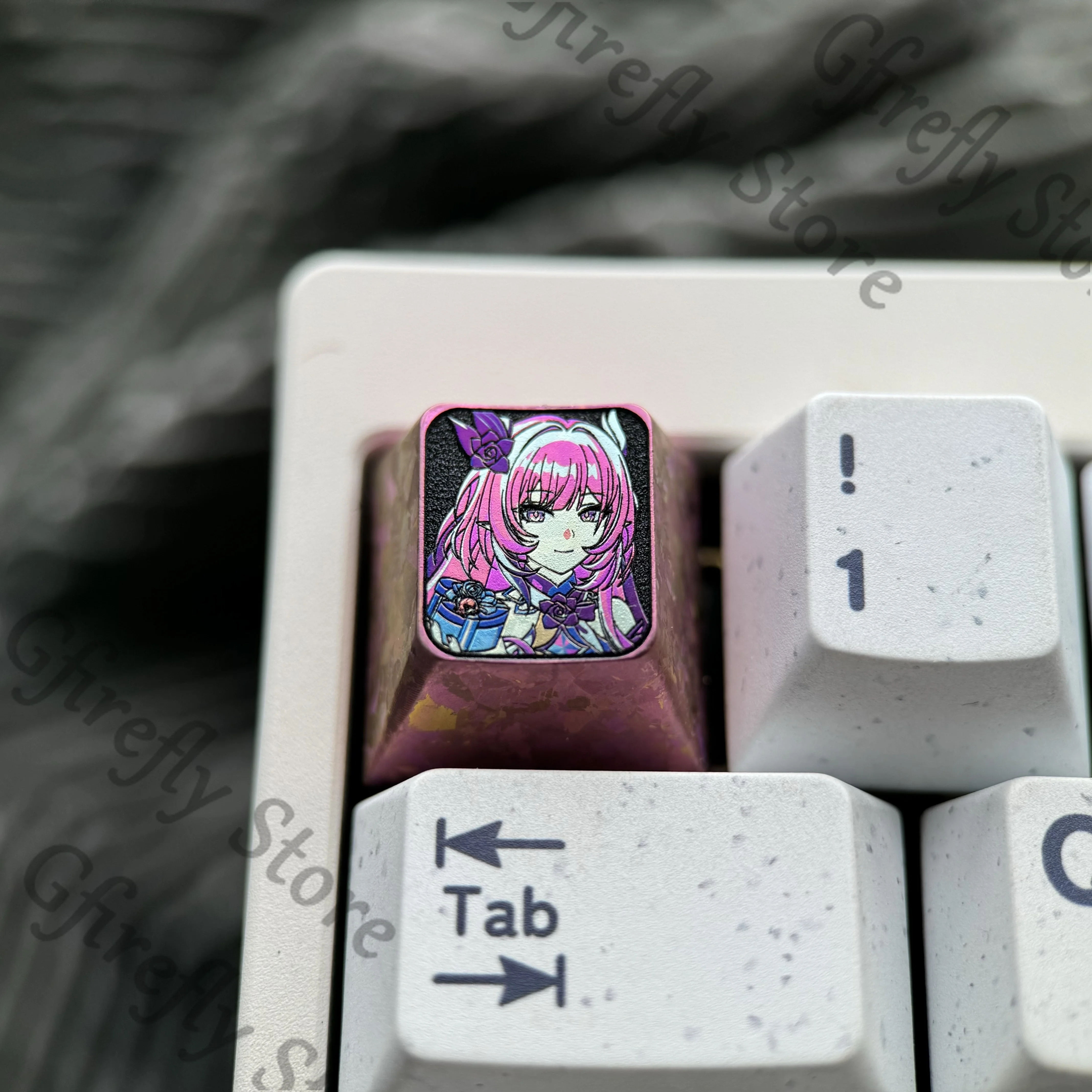 

Honkai: Star Rail Cyrene Cosplay Titanium Alloy Colored Keycaps Anime Single ESC Key Keyboard Cap Ornaments Xmas Gifts